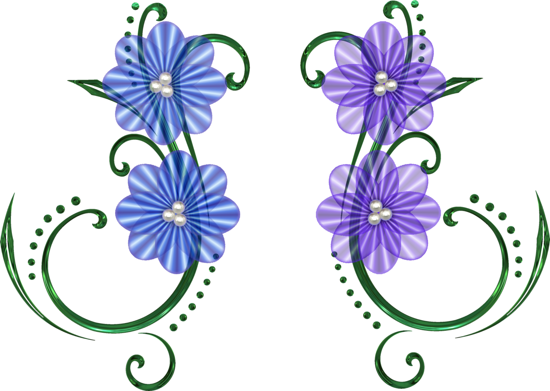 Flower Pearls Design Swirl Floral 1422261 - Png Victorian Flower Png (2348x1668), Png Download