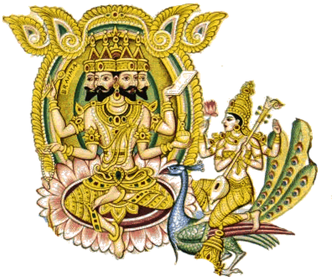 Brahma The Creator, The Consort Of Saraswati - Brahma Shatarupa (669x584), Png Download