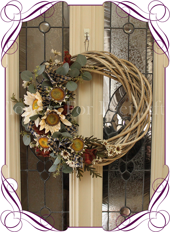 Autumn / Fall Door Wreath Decoration - Flowers For Ever After (608x822), Png Download