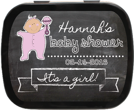 Illustrated Baby Chalkboard Personalized Baby Shower - Personalized Baby Shower Mint Tins (500x500), Png Download