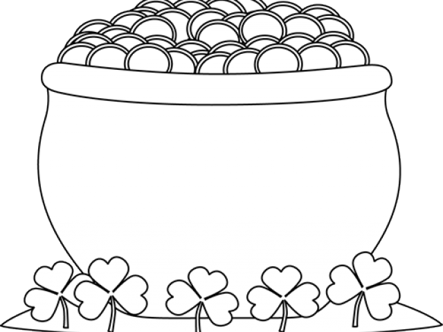 Black And White Pot Of Gold Clipart (640x480), Png Download