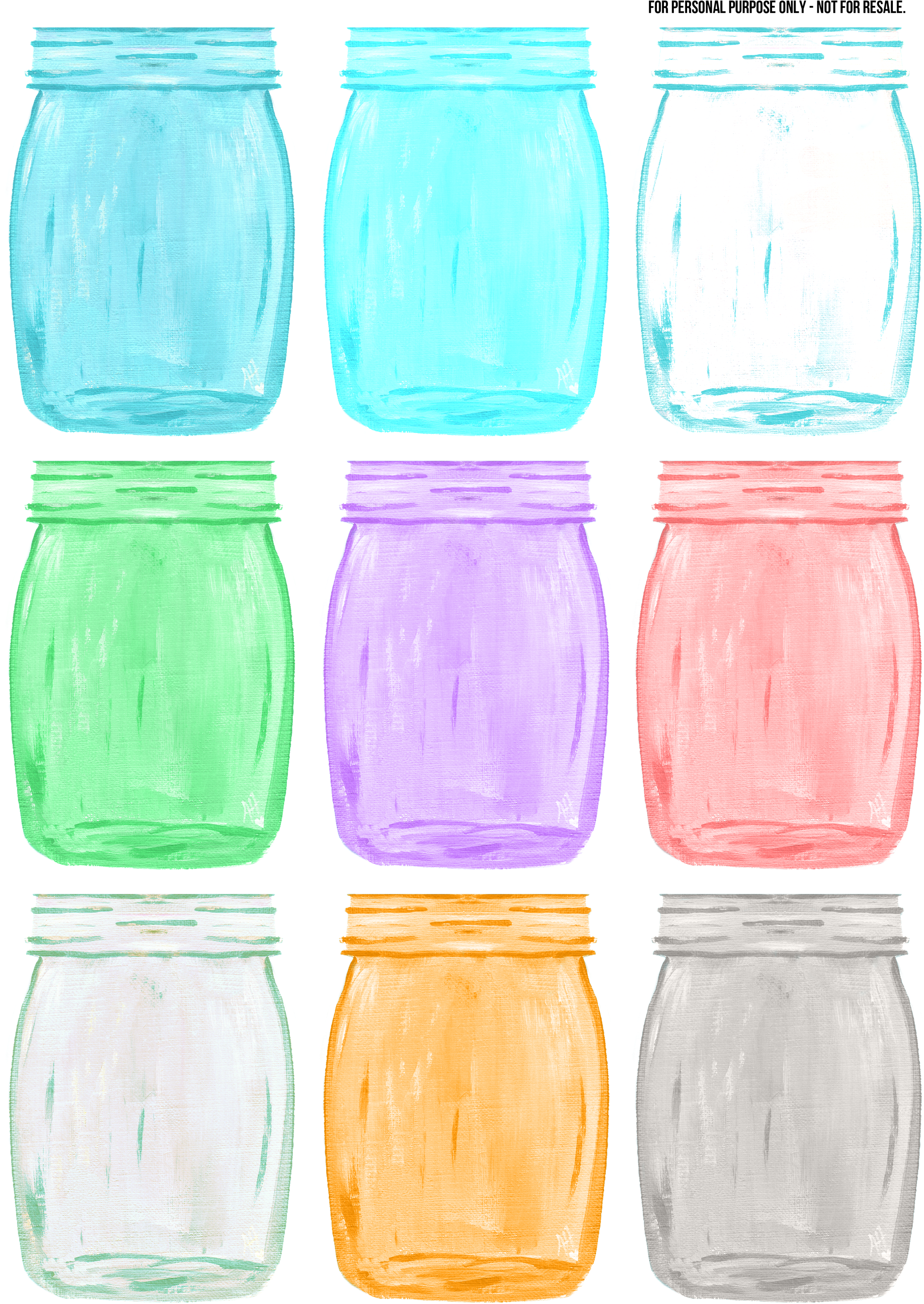 Free Mason Jar Clip Art Banner Freeuse - Color Mason Jar Clipart (2164x3000), Png Download