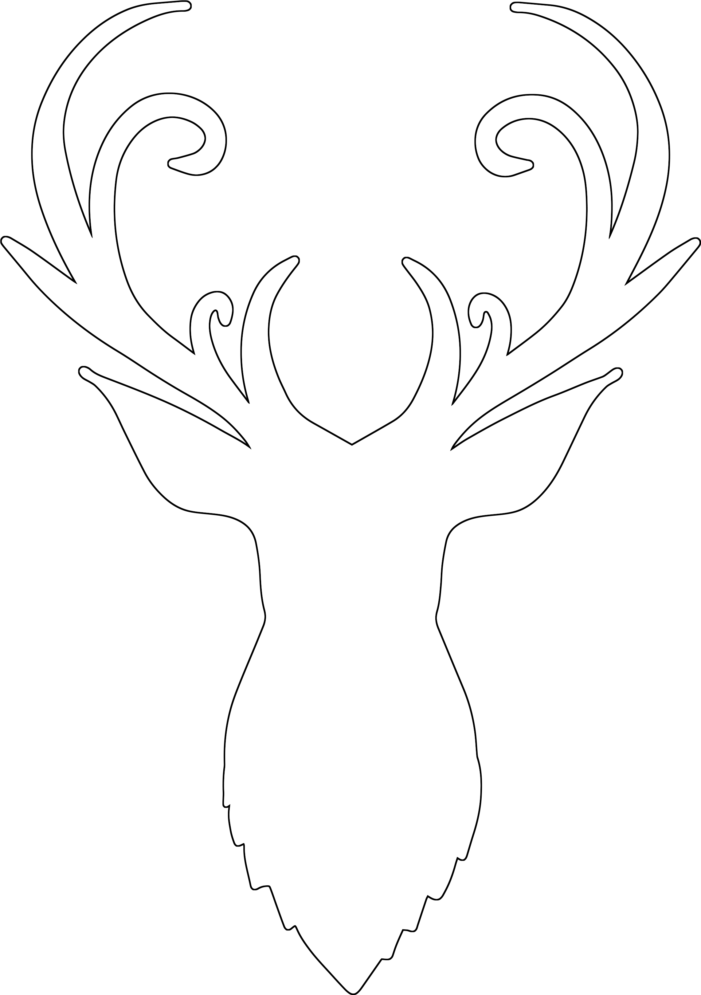 Here For The White Outlined Silhouette - Deer (2466x3450), Png Download
