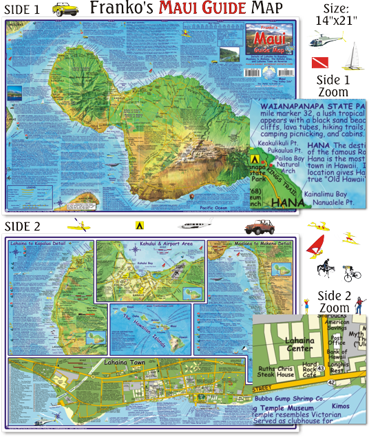 Franko's Maps Maui Guide Map For Scuba Divers And Snorkelers (536x635), Png Download