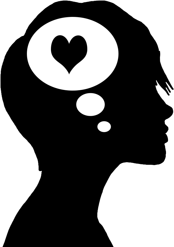 Teenage Girl In Love Png - Free Clip Artface Silhouette (888x886), Png Download