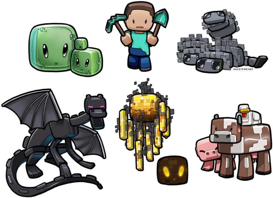 Drawn Minecraft Adorable - Gb Minecraft Characters Mini Poster 40x50cm (950x690), Png Download