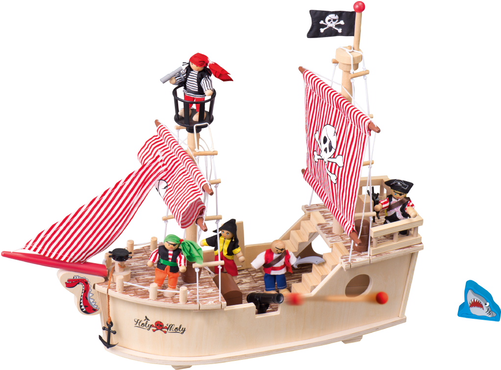 Wooden Toy Set, Pirate Ship - Nave Dei Pirati Lidl (500x500), Png Download