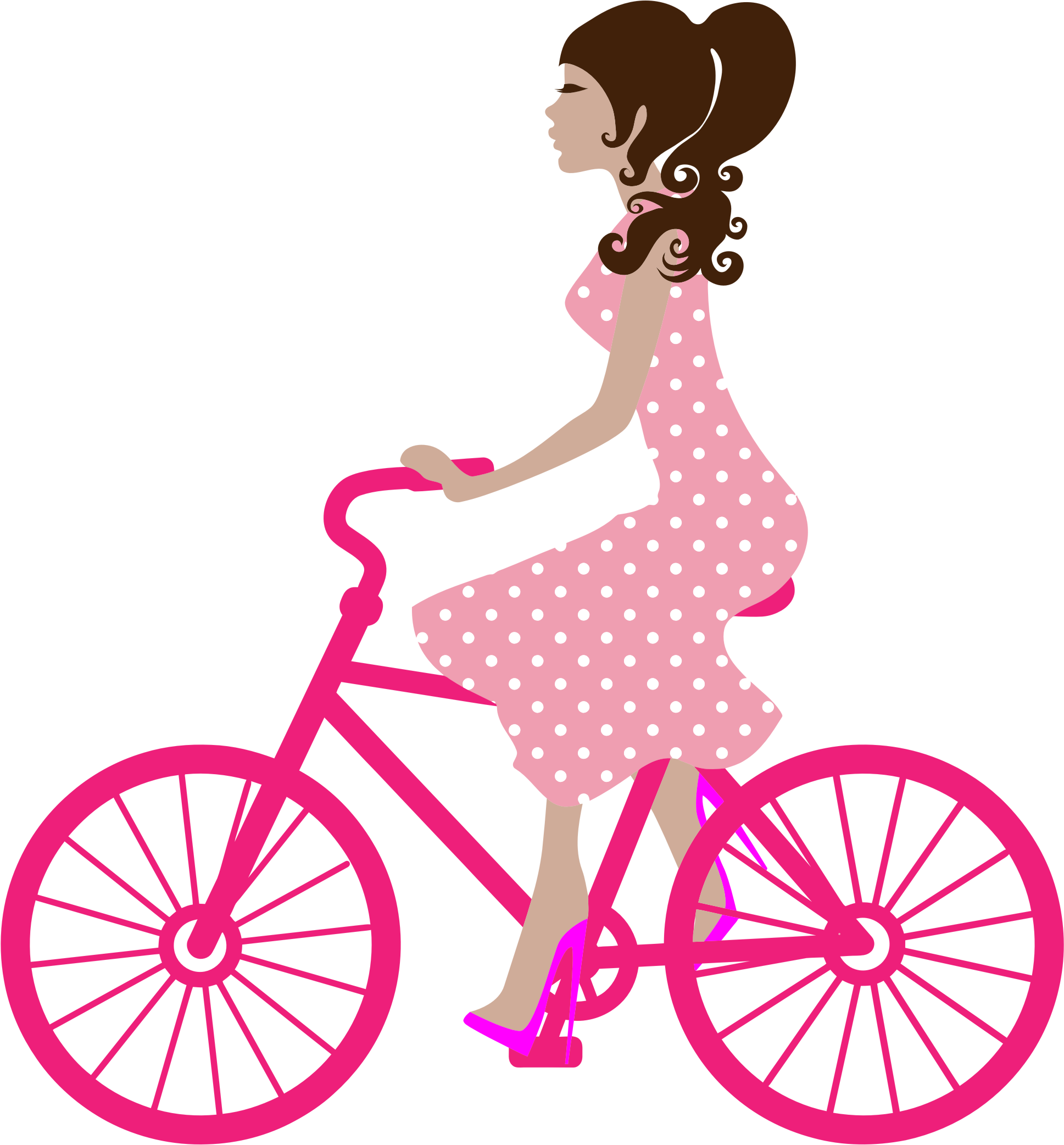 Girl On Bike Icons Png - Girl Biking Clipart (1937x2084), Png Download