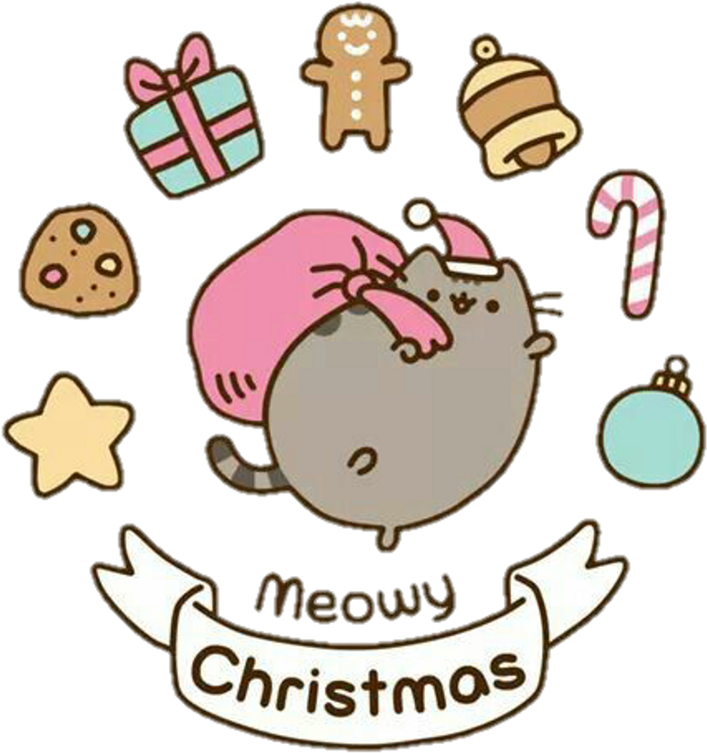 Cute - Pusheen Cat Drawing Easy Christmas (1024x1024), Png Download
