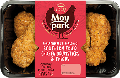 Southern Fried Chicken Drumsticks & Thighs - Moy Park 4 British Chicken Breast Fillets (449x361), Png Download