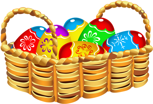 Square Basket With Easter Eggs Png Clipart - Easter Eggs Basket Png (600x418), Png Download