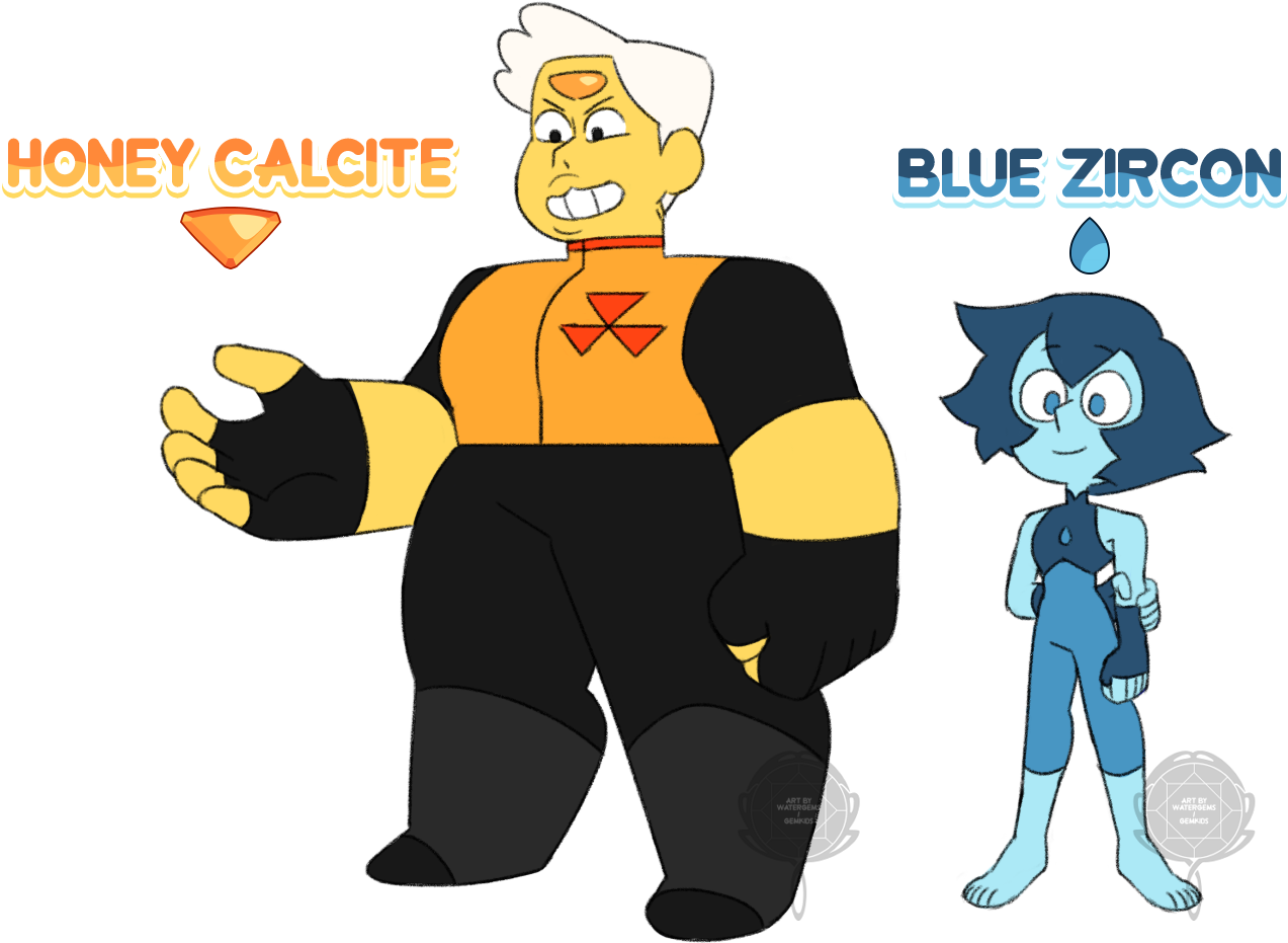 Blue Zircon And Honey Calcite By David Exe - Blue Zircon Steven Universe (1300x950), Png Download