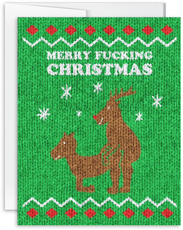 Merry Fucking Christmas Reindeer Card - Reindeer (1000x1000), Png Download