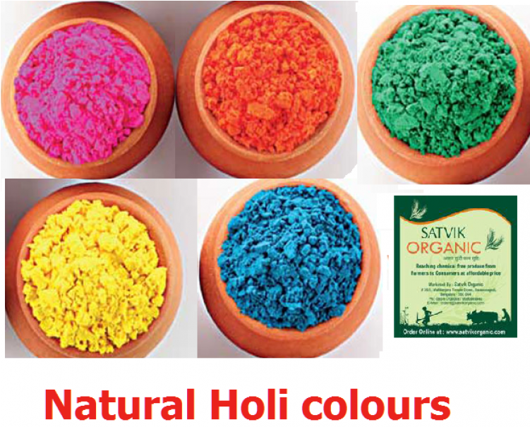 Satvik Organic-natural Holi Colours Combo,500gm - Vidya 100% Natural Holi Rangoli Color Powder Gulal (750x750), Png Download