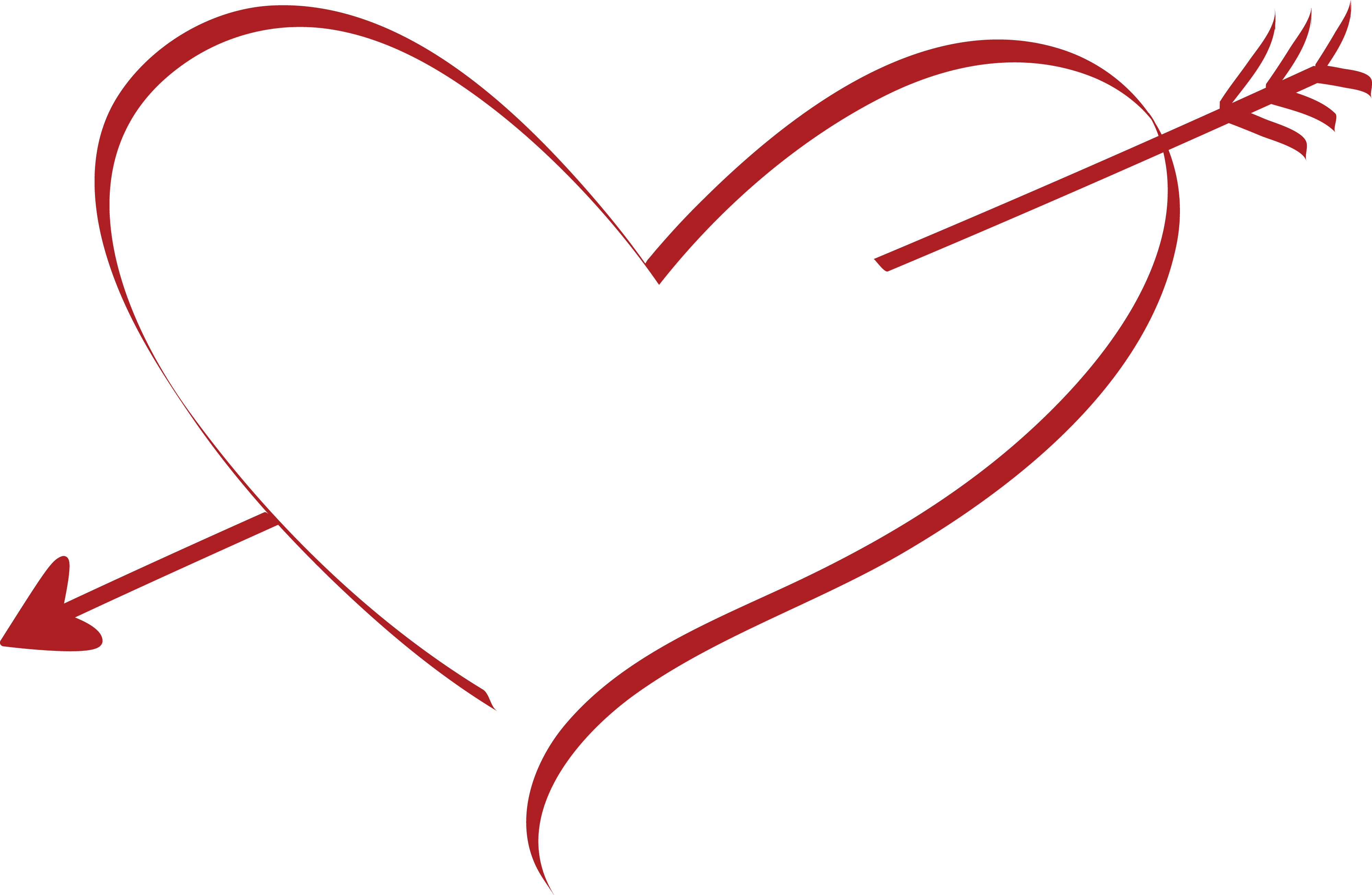 Free Clipart Of A Cupid Arrow Heart - Heart With Cupid Arrow (4000x2610), Png Download