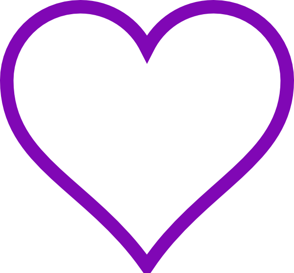 Flower Shape Purple Clip Art - Purple Heart Outline (600x558), Png Download