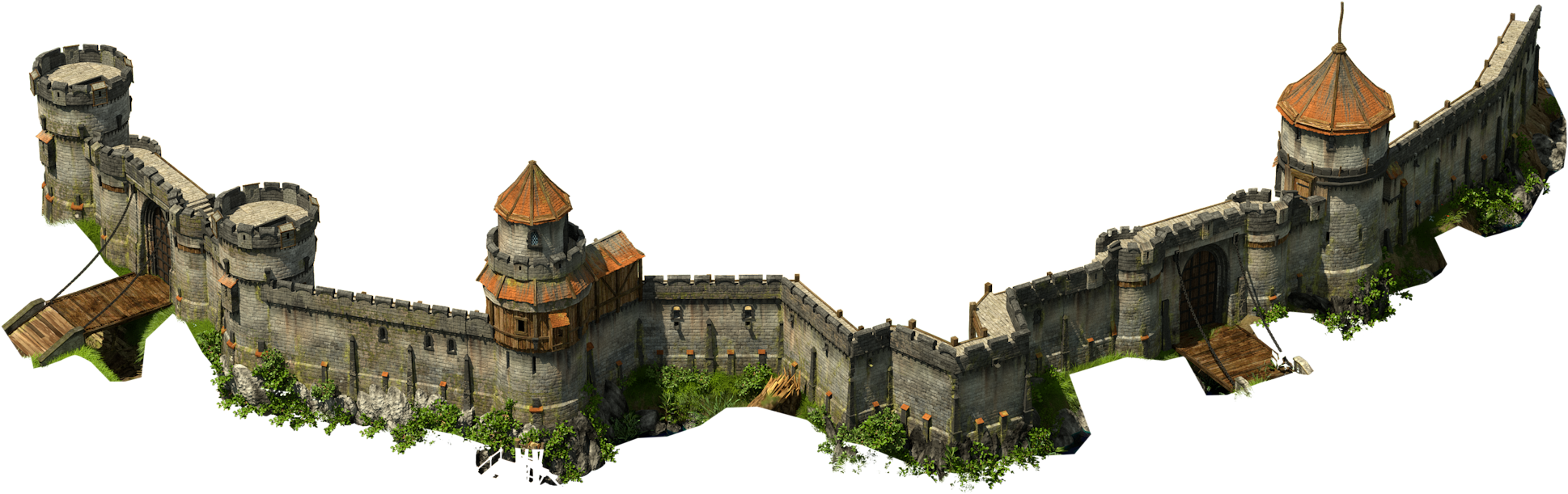 Wall Lvl 13-20 Bottom - Fortification (1938x611), Png Download