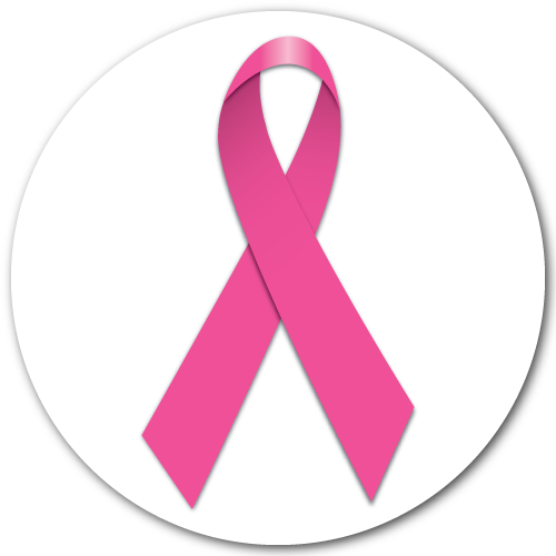 1" Pink Ribbon Circle Stickers - Ung Thư Vú Icon (500x500), Png Download
