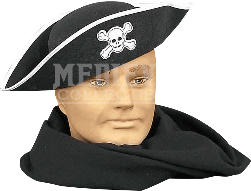 Simple Pirate Hat - Black Felt Pirate Hat (850x850), Png Download