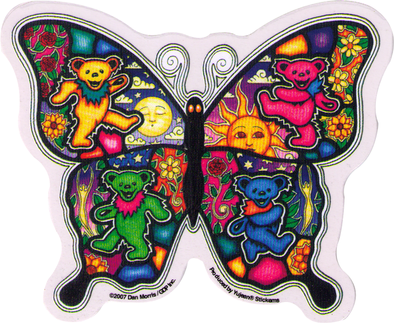 Window Sticker / Decal - Grateful Dead Butterfly Sticker (800x656), Png Download