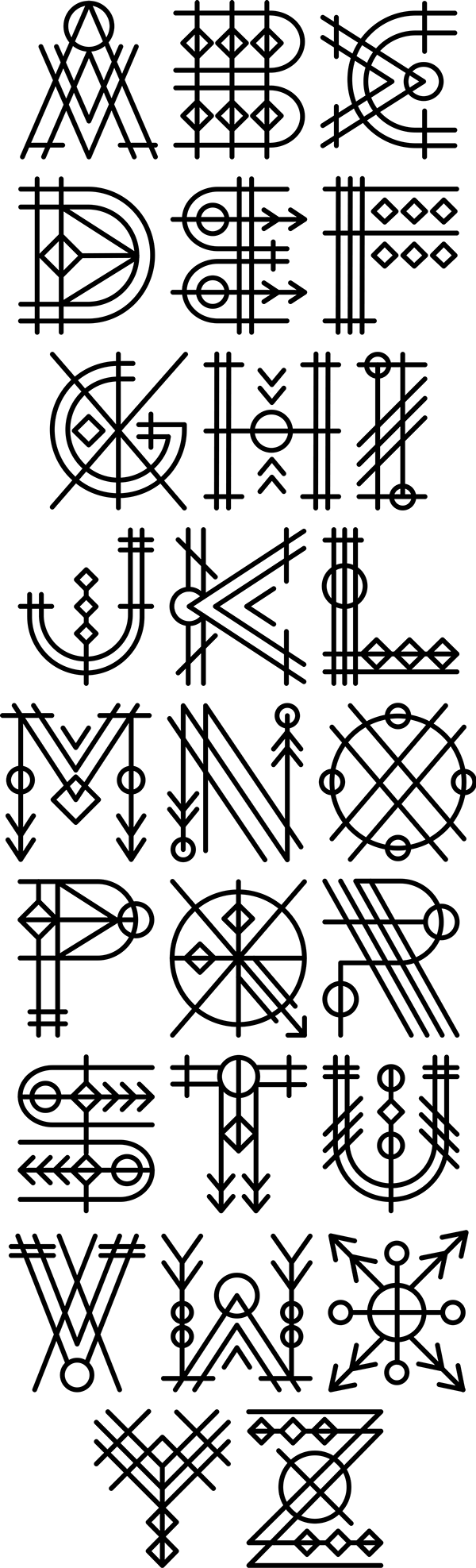 Letters Designed By Just Lines - Lettering (600x1975), Png Download