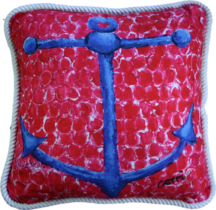 Blue Anchor Pillow - My Island Anchor Throw Pillow (700x700), Png Download