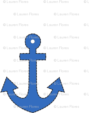 Blue Anchor - Nautical Applique (309x400), Png Download