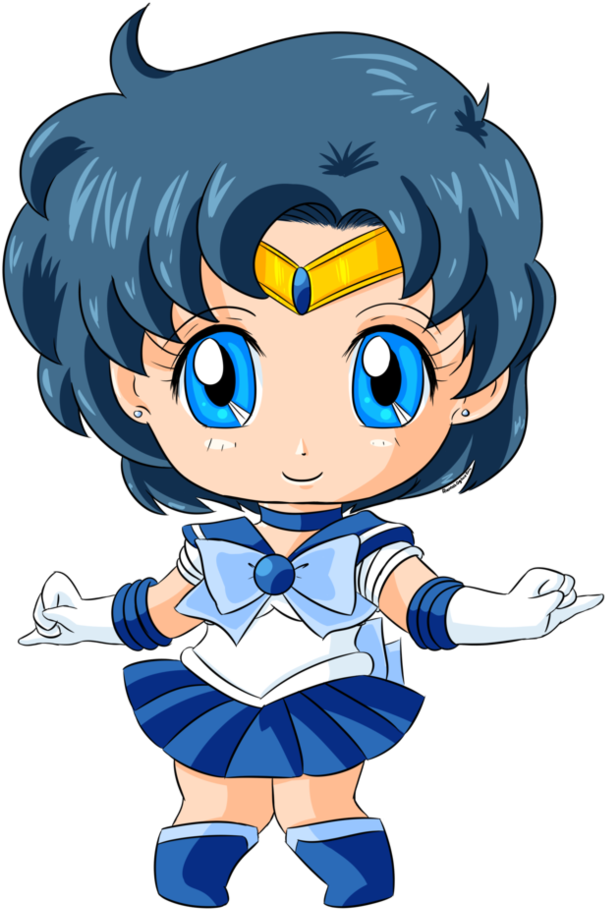 Chibi Sailor Mercury For Katie0513 By Starlightfroggy - Sailor Moon Mercury Chibi (786x1017), Png Download