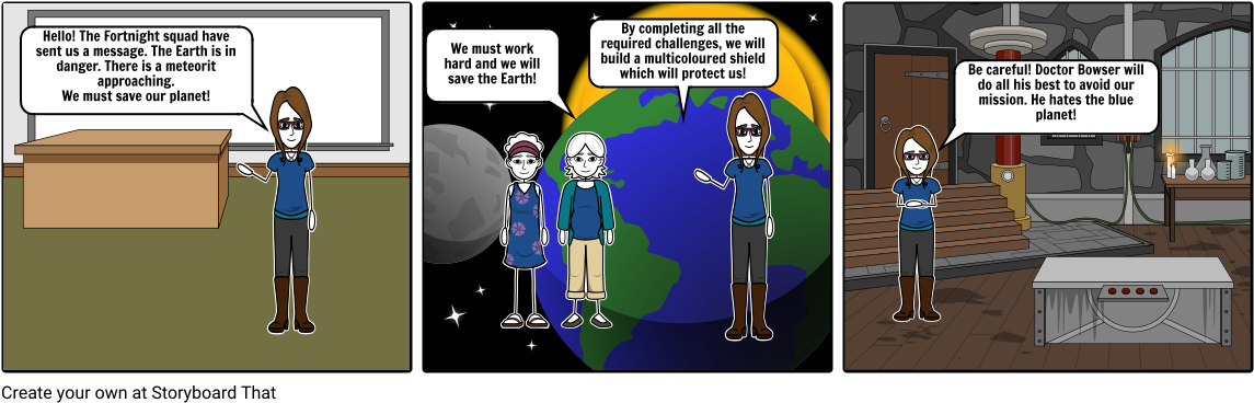 The Fortnight Squad Saving The Earth - Cartoon (1164x385), Png Download
