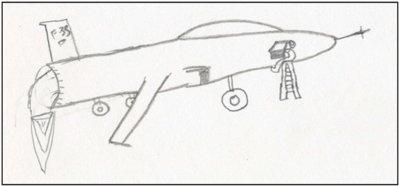 " He Is Working On A Damaged F-35 - Sketch (850x272), Png Download