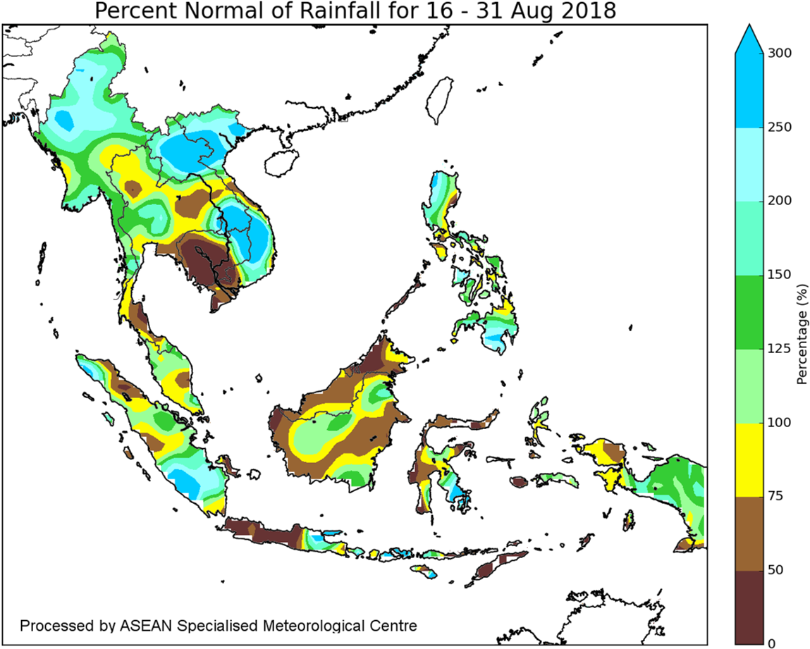 Percentage Of Normal Rainfall For 16 31 August - Indonesia (1255x981), Png Download