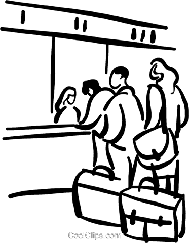 Waiting In Line At The Airport Royalty Free Vector - Waiting In Line At The Airport Clipart (373x480), Png Download