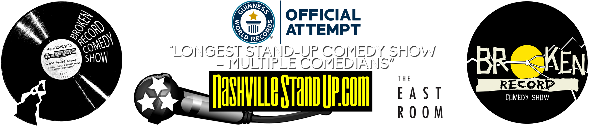 Broken Record Comedy Show Nashvillestandup - Guinness World Records (2336x500), Png Download