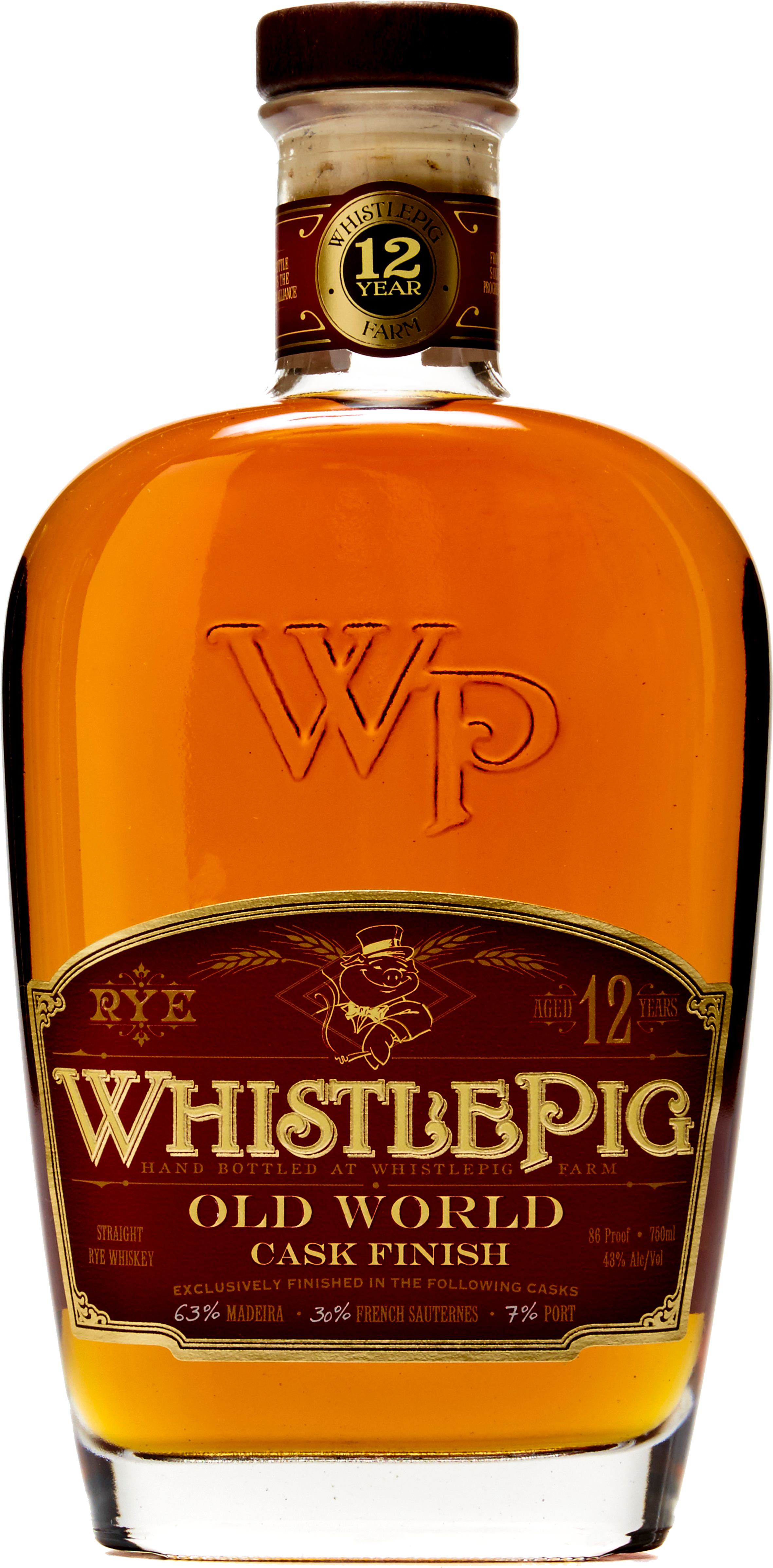 12yr Btl Shot Transparent [image] - One World Whistlepig Old World 12 Year Rye Whiskey (6000x6000), Png Download