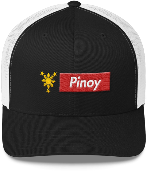 Stars And Sun Pinoy Trucker Cap - Turntable Hat - Black/ White (600x600), Png Download