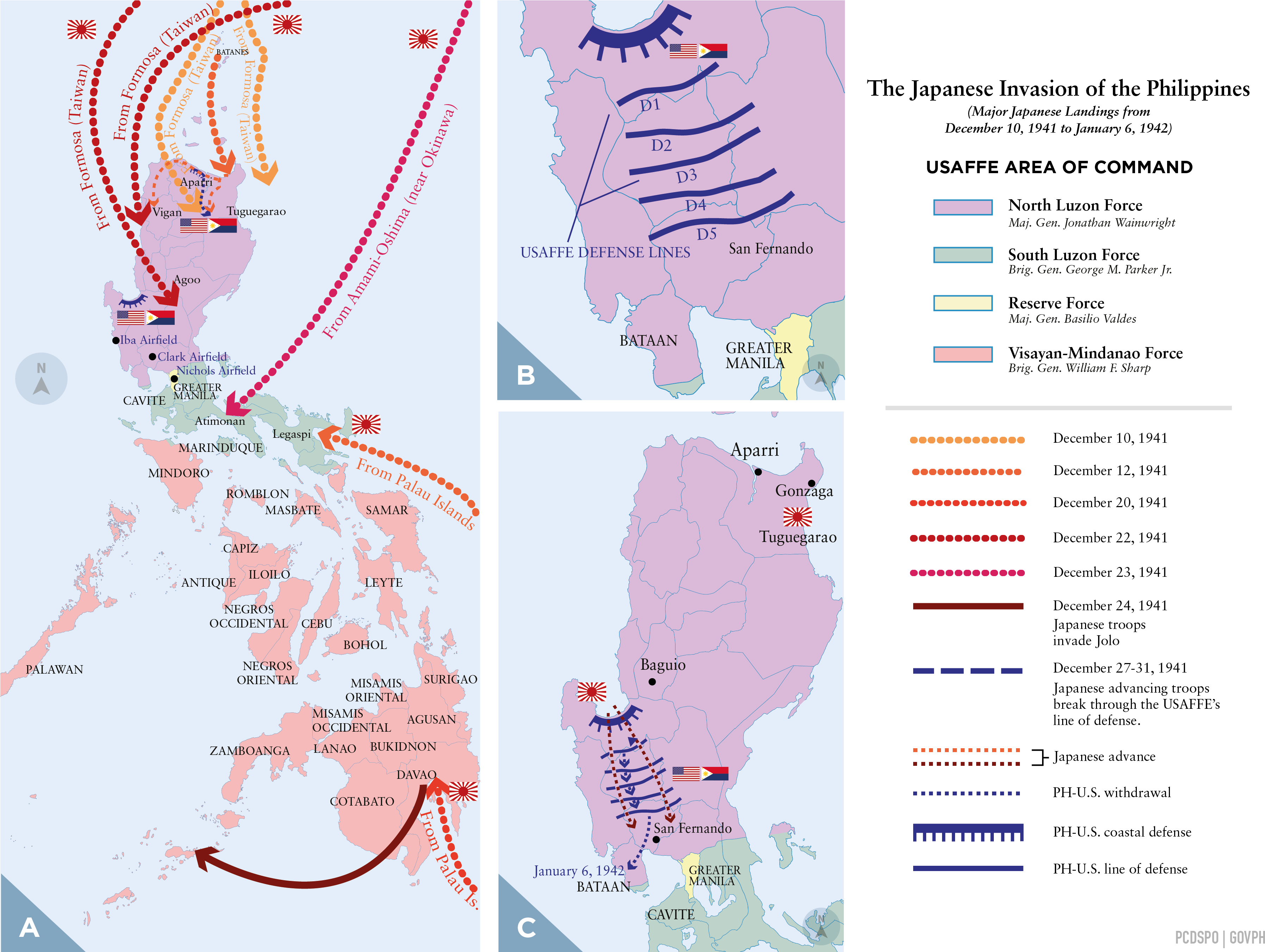 Japanese Invasion Of The Philippines - Map (3613x2704), Png Download.