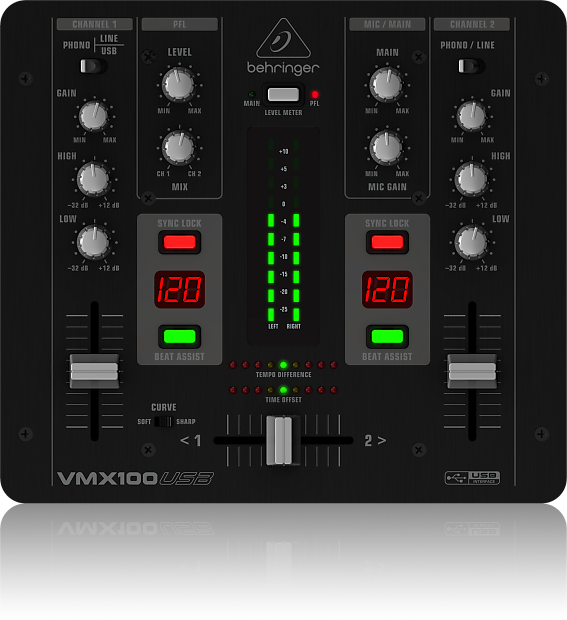 Behringer Pro Mixer Vmx100usb Professional 2-channel - Behringer Vmx 100 Usb Pro Mixer (567x620), Png Download