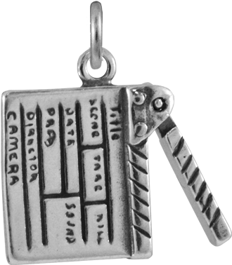 Sterling Silver Film Clapper Board Charm - Clapperboard Charm (500x500), Png Download