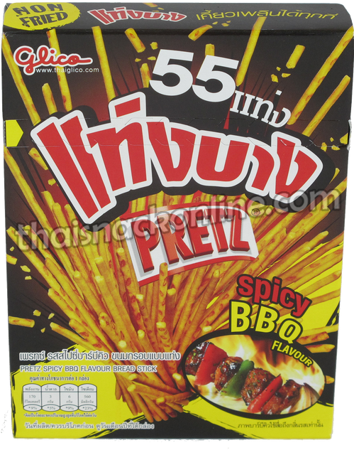 Glico Spicy Bbq Bread Slim Pretz (498x664), Png Download