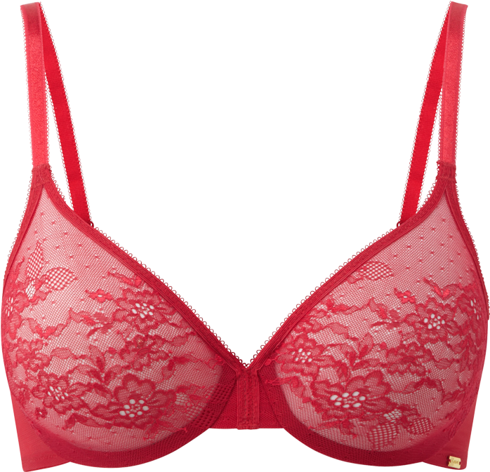 Glossies Lace Sheer Bra Red Product Front - Bra (800x1000), Png Download