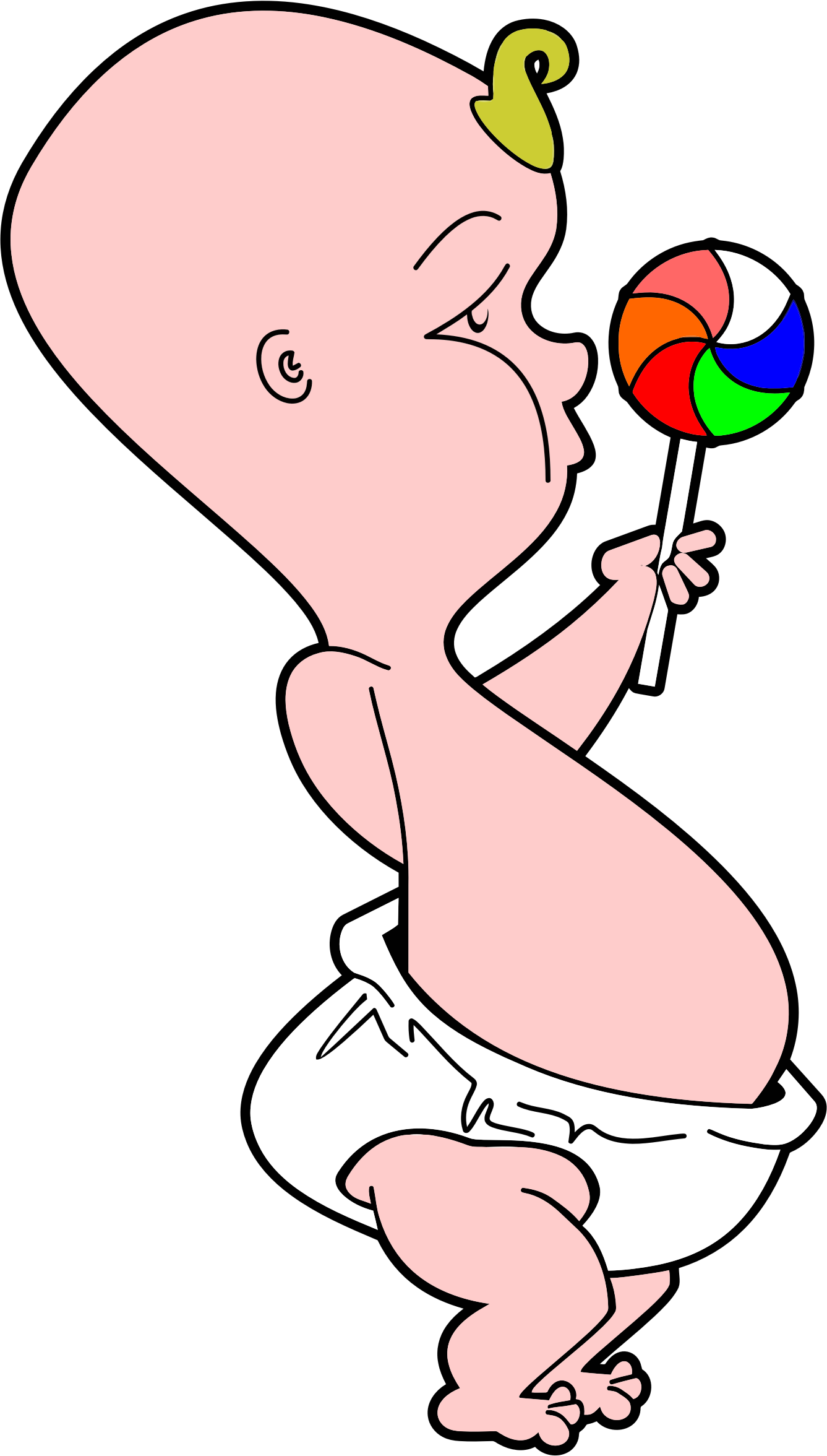 Lollipop Clipart Pinwheel - Cartoon Baby With Lollipop (1337x2352), Png Download