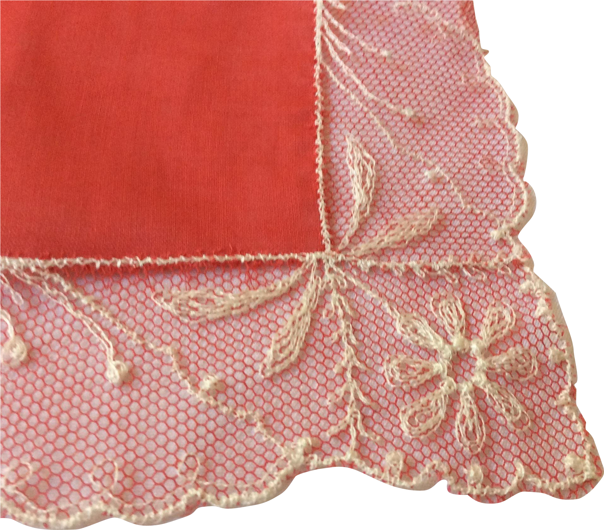 Red Lace Trimmed Handkerchief - Lace (1917x1917), Png Download