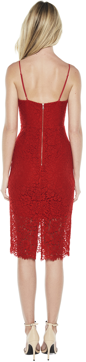 Pierre Lace Dress In Colour Chinese Red - Dress (1000x1500), Png Download