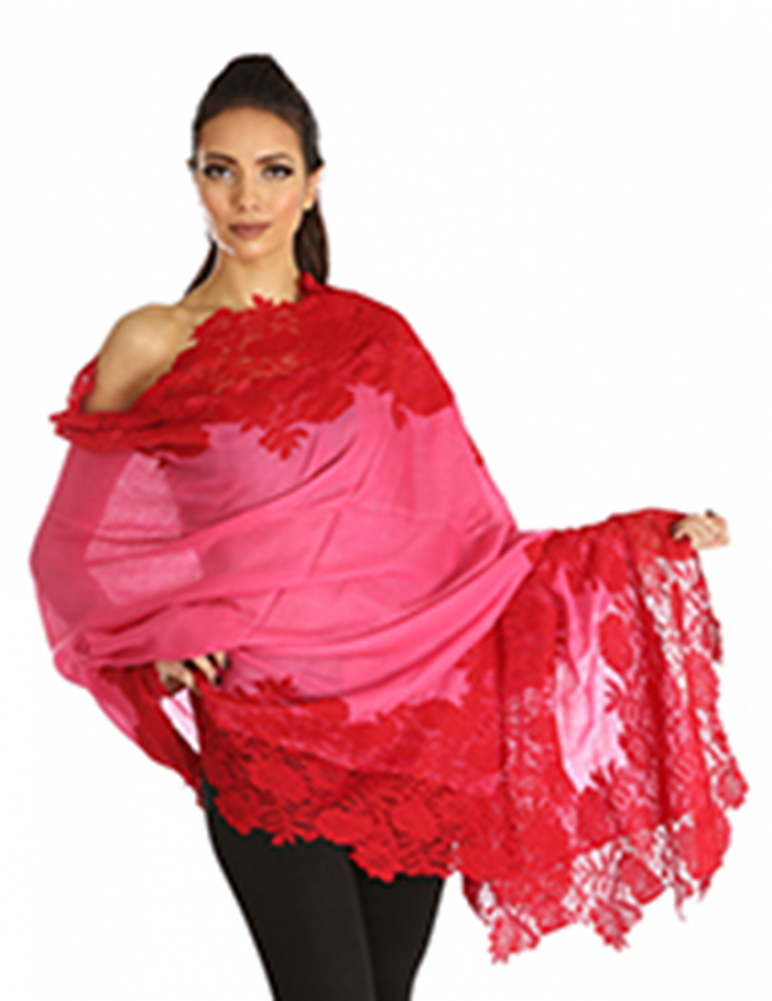 Pashmina Shawls With Lace (1000x1000), Png Download