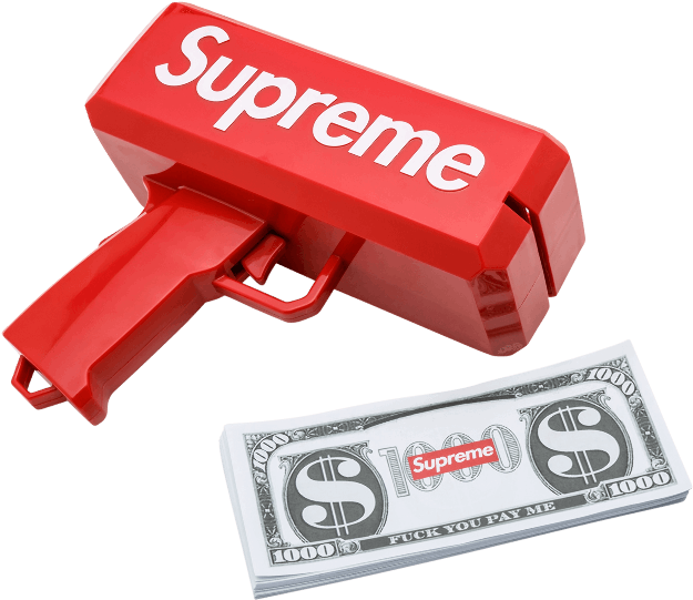 Supreme Cashcannon Money Gun "ss 2017" - Supreme Money Gun (1000x600), Png Download