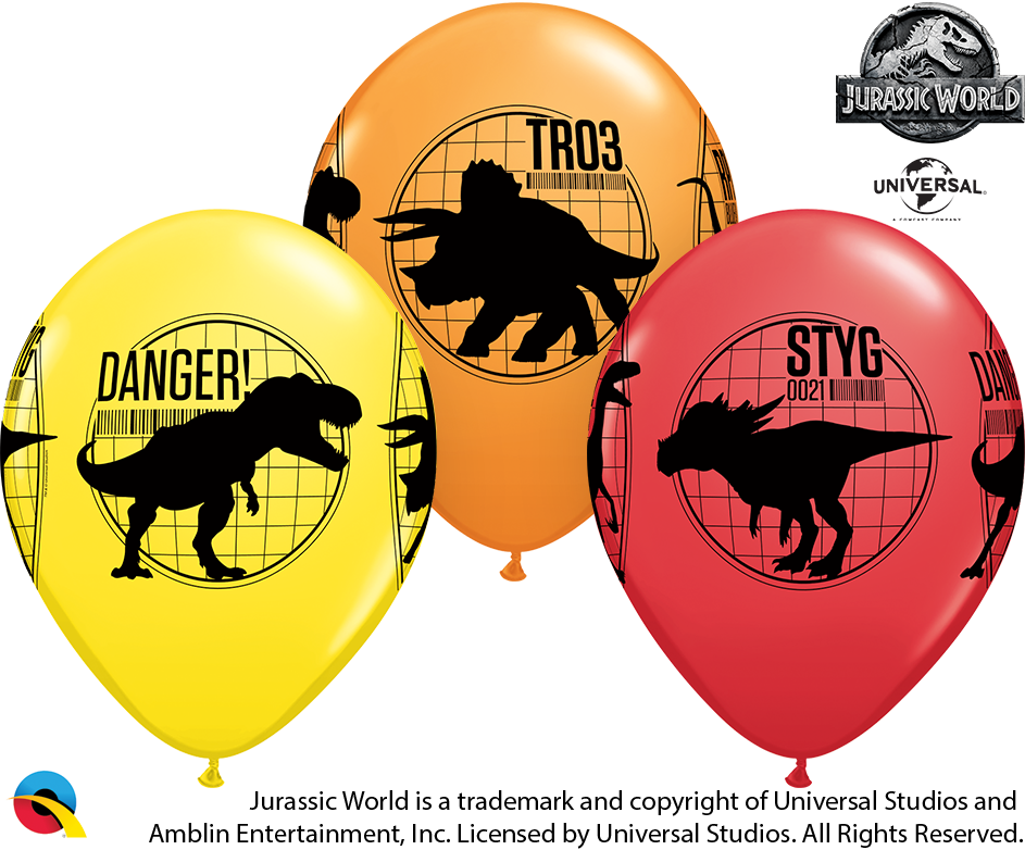 Fallen Kingdom 25 Assorted Colour 11" Latex Balloons - Universal Studios (943x782), Png Download