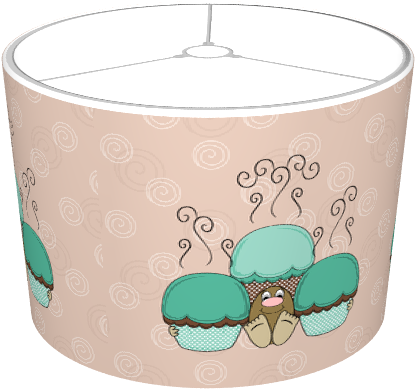 Cute Monster With Cyan And Orange Frosted Cupcakes - Cartoon (674x516), Png Download