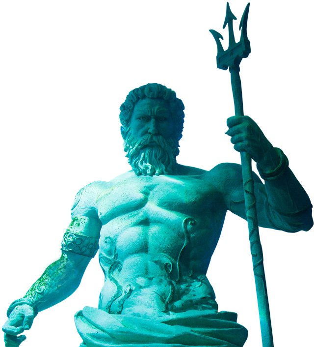 Statue, Art, Sculpture, Trident, Poseidon, Triton - Poseidon Gay (685x720), Png Download