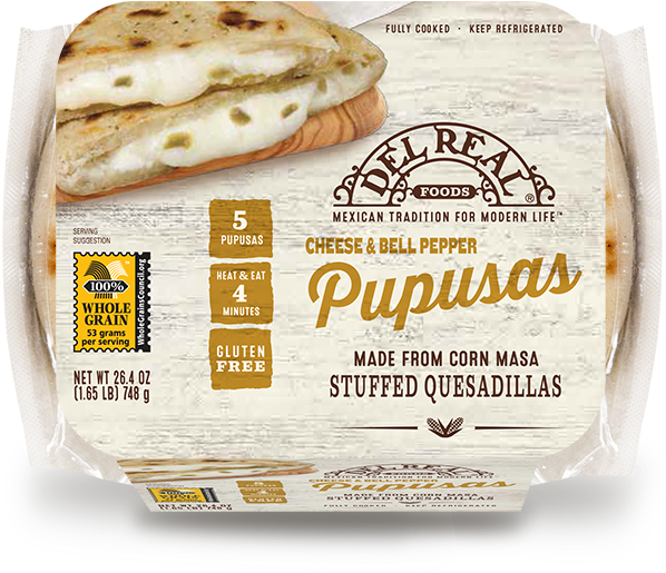 Cheese & Bell Pepper Pupusa - Del Real Seasoned Shredded Beef - 16 Oz Tray (685x603), Png Download