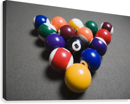 Pool Balls On A Billiard Table With The Eight Ball - Pool Balls On A Billiard Table (429x344), Png Download